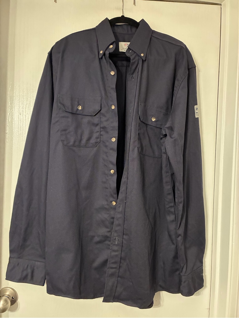Tyndall FR Industrial Work Shirt Men's Navy Medium Long-Sleeve Work Shirt Jacket